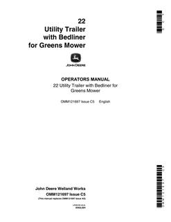 John Deere 22 Utility Trailer with Bedliner for Greens Mower Operator manual OMM121697 — actual manual cover