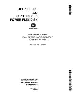 John Deere 220 Center-Fold Power-Flex Disk Operator manual OMA32797 — actual manual cover