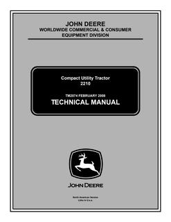 John Deere 2210 Compact Utility Tractor Technical Manual TM2074 — actual manual cover