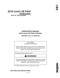 John Deere 2210 Level Lift Field cultivator Operator manual OMN300610 — actual manual cover