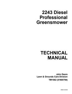 John Deere 2243 Diesel Professional greensmower Technical manual TM1562 — actual manual cover
