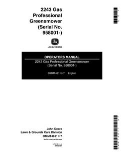 John Deere 2243 Gas Professional Greensmower Operator manual OMMT4611 — actual manual cover