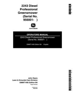 John Deere 2243 Professional Greensmower Operator Manual OMMT1495 — actual manual cover