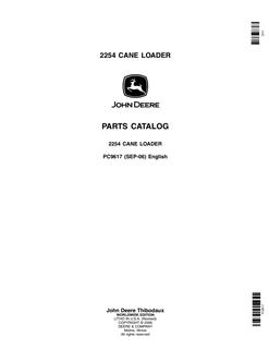 John Deere 2254 Cane loader Parts catalog PC9617 — actual manual cover