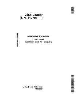 John Deere 2254 Loader Operator manual OMCXT10827 — actual manual cover