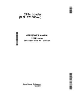 John Deere 2254 Loader Operator manual OMCXT18830 — actual manual cover