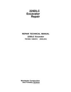 John Deere 225DLC Excavator Repair technical manual TM10085 — actual manual cover