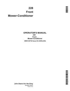 John Deere 228 Front Mower-Conditioner Operator manual OMCC40732 — actual manual cover