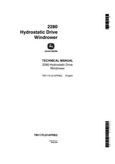 John Deere 2280 Windrower Technical manual TM1179 — actual manual cover