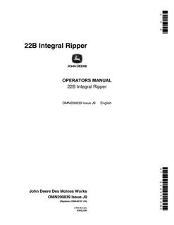 John Deere 22B Integral ripper Operator manual OMN200839 — actual manual cover