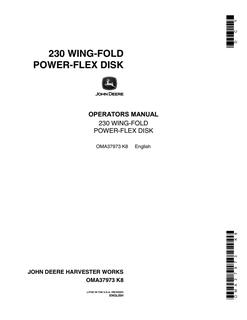 John Deere 230 Wing-Fold Power-Flex Disk Operator manual OMA37973 — actual manual cover