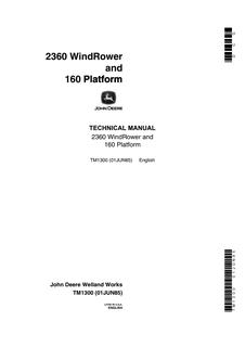 John Deere 2360, 160 Windrower and platform Technical manual TM1300 — actual manual cover