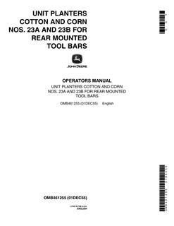 John Deere 23A, 23B Planter Operator Manual OMB461255 — actual manual cover
