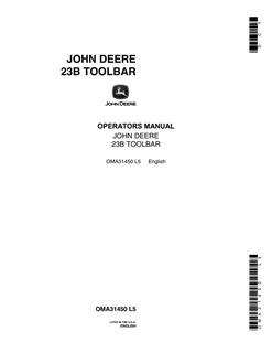 John Deere 23B Toolbar Operator manual OMA31450 — actual manual cover