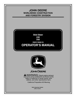John Deere 240, 250 Skid-steer loader Operator manual OMKV18668 — actual manual cover