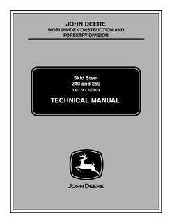 John Deere 240, 250 Skid steer Technical manual TM1747 — actual manual cover