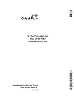 John Deere 2400 Chisel Plow Operator manual OMN200989 — actual manual cover