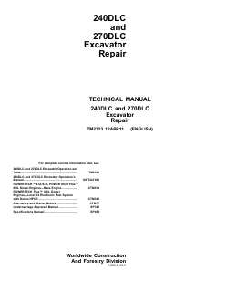John Deere 240DLC, 270DLC Excavator Technical Manual TM2323 — actual manual cover