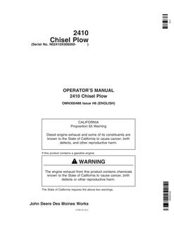 John Deere 2410 Chisel plow Operator's manual OMN300488 — actual manual cover