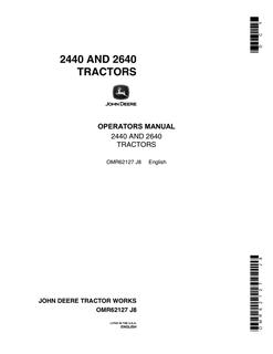 John Deere 2440, 2640 Tractor Operator manual OMR62127 — actual manual cover