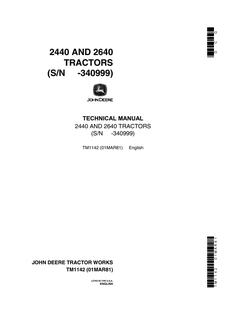 John Deere 2440, 2640 Tractor Technical manual TM1142 — actual manual cover