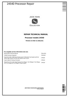 John Deere 2454D Processor Repair Technical Manual (TM10421) — actual manual cover