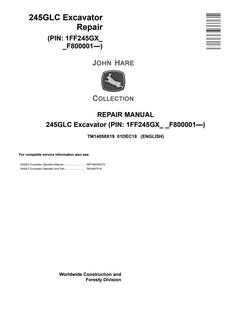 John Deere 245GLC Excavator Repair Manual TM14058X19 — actual manual cover