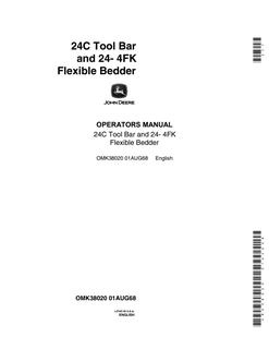 John Deere 24C, 24-4FK Tool Bar and Flexible Bedder Operator manual OMK38020 — actual manual cover