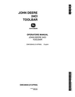 John Deere 24CI Toolbar Operator manual OMK38948 — actual manual cover