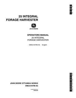 John Deere 25 Integral Forage Harvester Operator manual OMCA18799 — actual manual cover