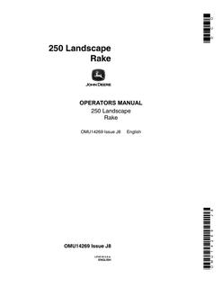 John Deere 250 Landscape Rake Operator manual OMU14269 — actual manual cover