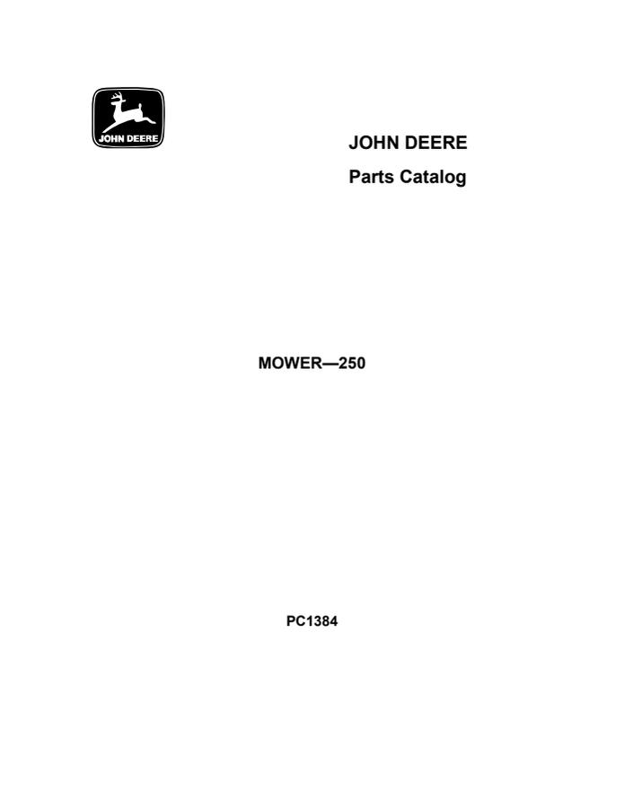 John Deere 250 Mower Parts Catalog — actual manual cover
