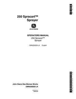 John Deere 250 Spracart Sprayer Operators manual OMN200059 — actual manual cover