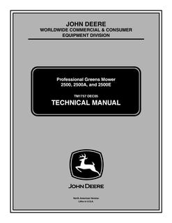 John Deere 2500, 2500A, 2500E Professional greens mower Technical manual TM1757 — actual manual cover