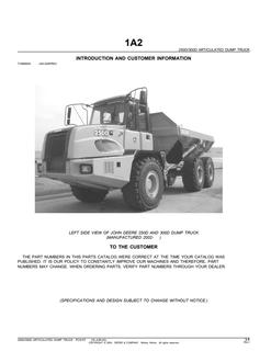John Deere 250D and 300D Articulated Dump Truck Parts Catalog — actual manual cover