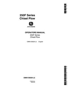 John Deere 250F Series Chisel Plow Operator manual OMN159039 — actual manual cover