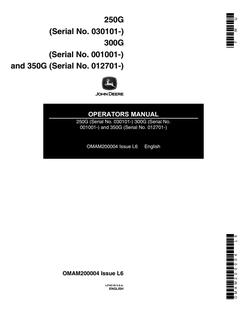 John Deere 250G, 300G, 350G Trimmer/edger Operators manual OMAM200004 — actual manual cover