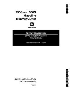 John Deere 250G, 350G Gasoline Trimmer/Cutter Operator manual OMTY20566 — actual manual cover