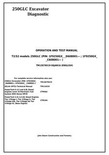 John Deere 250GLC Excavator Diagnostic Operation and Test Manual TM13078X19 — actual manual cover