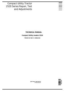 John Deere 2520 Compact utility tractor Repair, test and adjustments technical manual TM2288 — actual manual cover