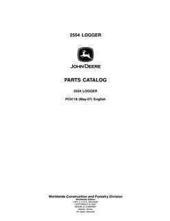 John Deere 2554 Logger Parts catalog PC9118 — actual manual cover