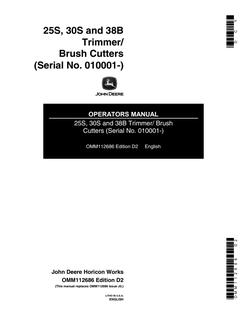 John Deere 25S, 30S, 38B Trimmer/Brush Cutters Operator Manual OMM112686 — actual manual cover