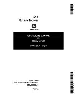 John Deere 261 Rotary Mower Operators manual — actual manual cover