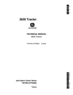 John Deere 2630 Tractor Technical manual TM1085 — actual manual cover