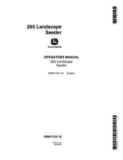 John Deere 265 Landscape Seeder Operator manual OMM17541 — actual manual cover
