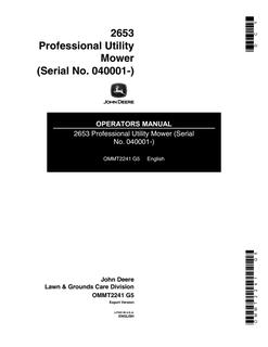 John Deere 2653 Professional utility mower Operator's manual OMMT2241 — actual manual cover