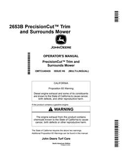 John Deere 2653B PrecisionCut Trim and Surrounds Mower Operator manual OMTCU40435 — actual manual cover