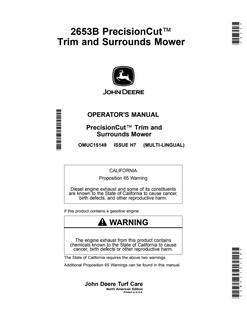 John Deere 2653B PrecisionCut Trim and Surrounds Mower Operator manual OMUC15149 — actual manual cover