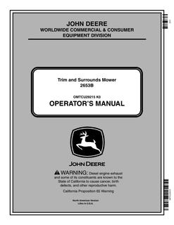 John Deere 2653B Trim and Surrounds Mower Operator manual OMTCU29215 — actual manual cover