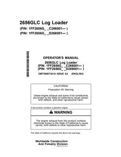 John Deere 2656GLC Log Loader Operator manual OMT388073X19 — actual manual cover